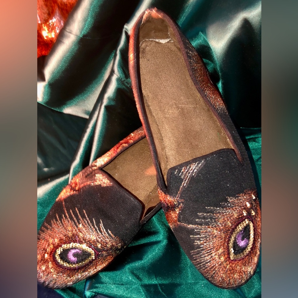 Elegant Peacock 🦚 Feather Loafers By Aerosol